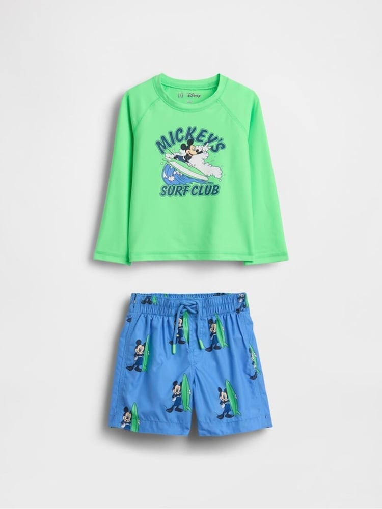 Gap Green Mickey Mouse Disney Rash Guard Swim Set (12mths-5yrs) - Image 1 of 2