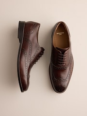 Brown Signature Leather Sole Brogue Shoes - Image 5 of 8