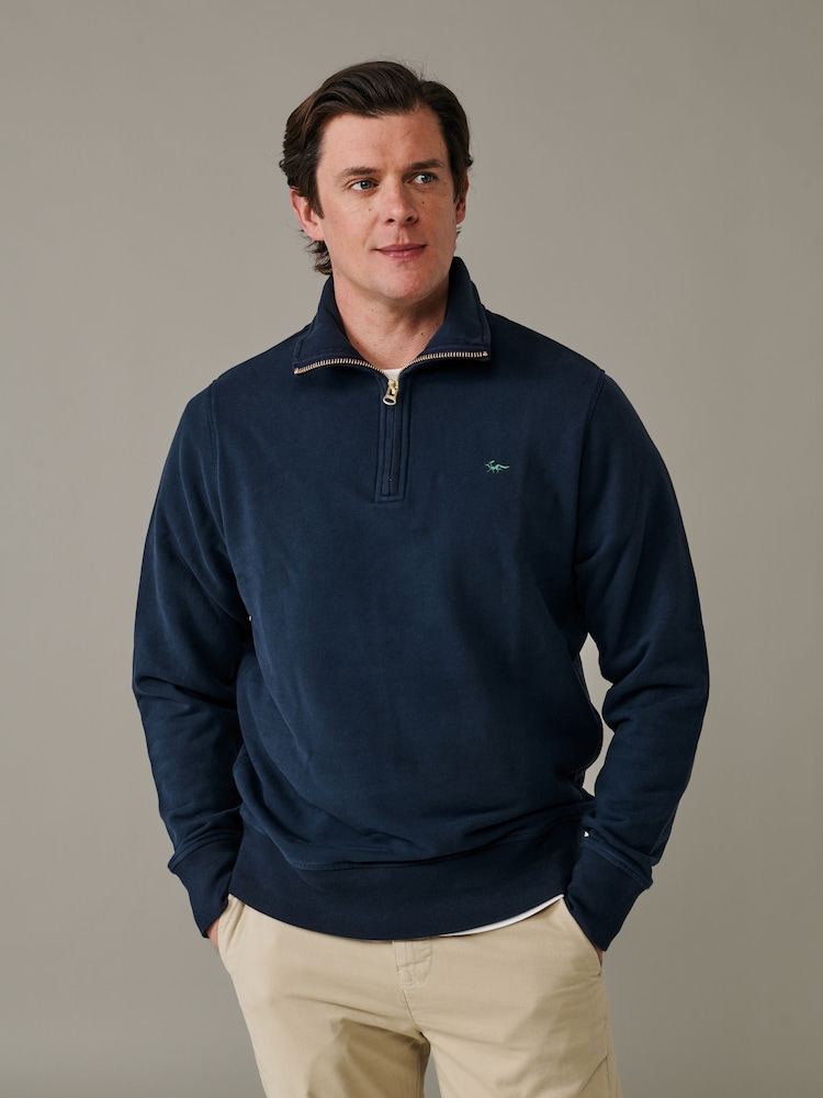 Aubin Blue Harris Zip Neck Jumper - Image 1 of 3