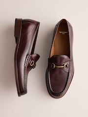 Brown Signature Leather Sole Snaffle Loafers - Image 3 of 8