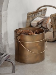 Nkuku Antique Brass Mosat Iron Fireside Bucket - Image 1 of 4