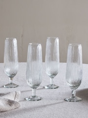 Nkuku Set of 4 Clear Otuba Champagne Flutes - Image 1 of 4