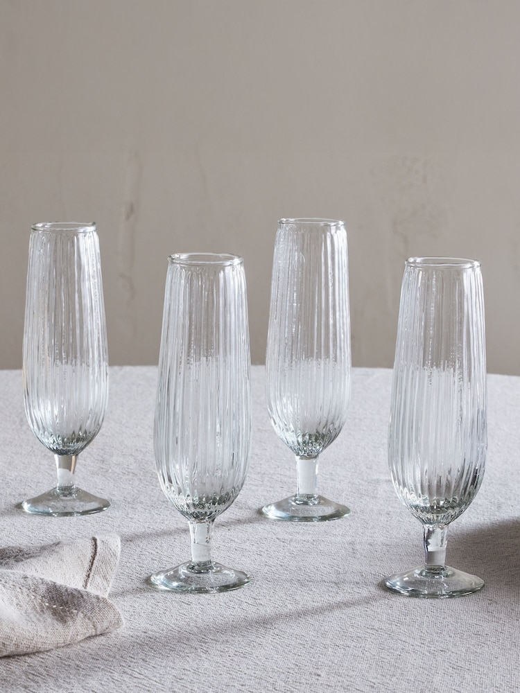 Nkuku Set of 4 Clear Otuba Champagne Flutes - Image 1 of 4