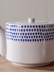 Nkuku Cream  Indigo Drop 4 Person Teapot - Image 2 of 4
