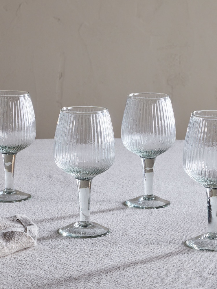 Nkuku Clear Otuba Set of 4 Wine Glasses - Image 1 of 4