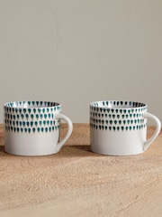 Nkuku Set of 2 Cream Juniper Drop Small Mugs - Image 1 of 3