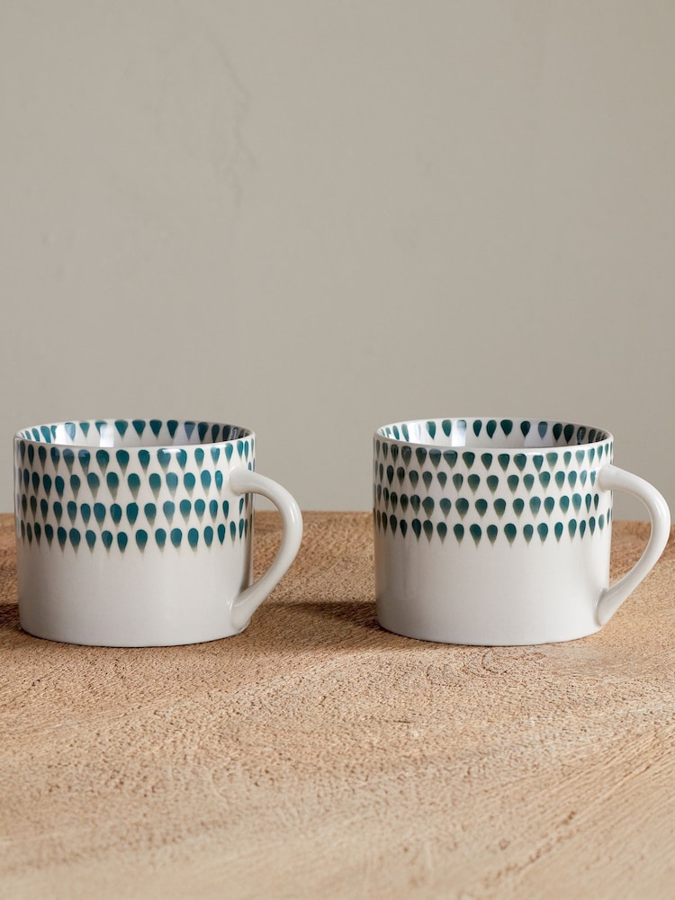 Nkuku Set of 2 Cream Juniper Drop Small Mugs - Image 1 of 3