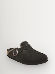 Birkenstock Mocca Brown Boston Shearling Lined Suede Clogs - Image 2 of 3