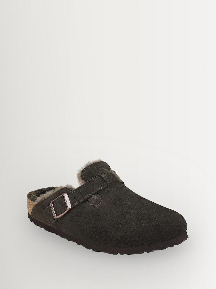 Birkenstock Mocca Brown Boston Shearling Lined Suede Clogs - Image 2 of 3