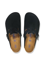 Birkenstock Black Boston Suede Soft Footbed Clogs - Image 3 of 3
