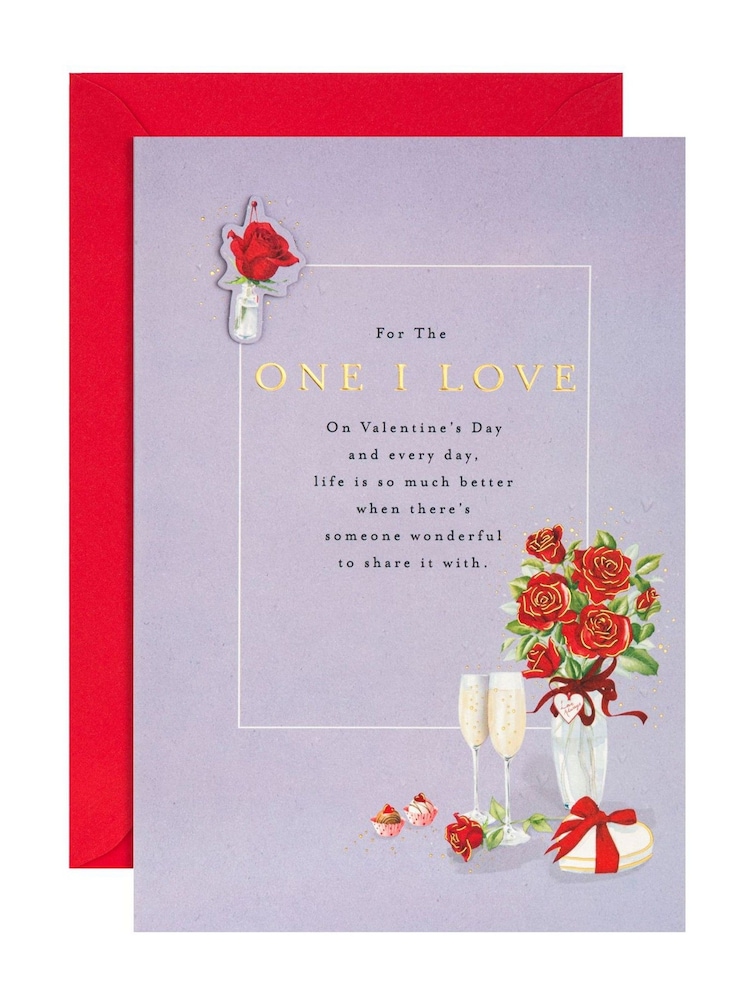Hallmark Red One I love Red Roses Valentine's Card - Image 2 of 4