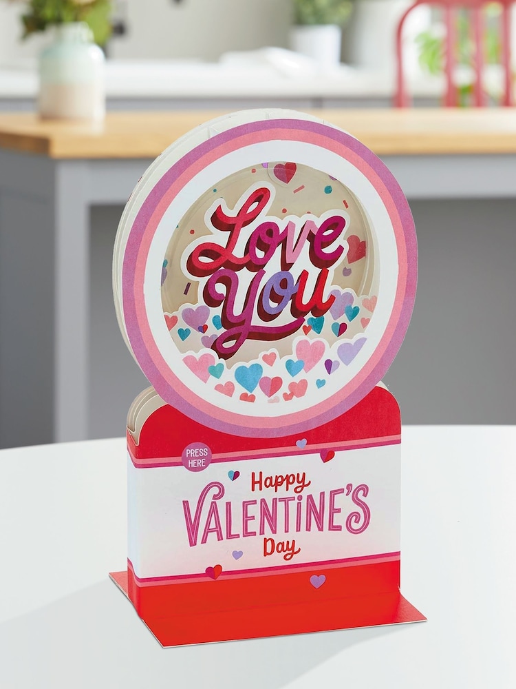 Hallmark Red Love You 3D Musical Snow Globe Valentine's Card - Image 1 of 4