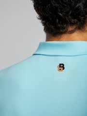 BOSS Blue Logo Stripe Detail Tech Polo Shirt - Image 5 of 5