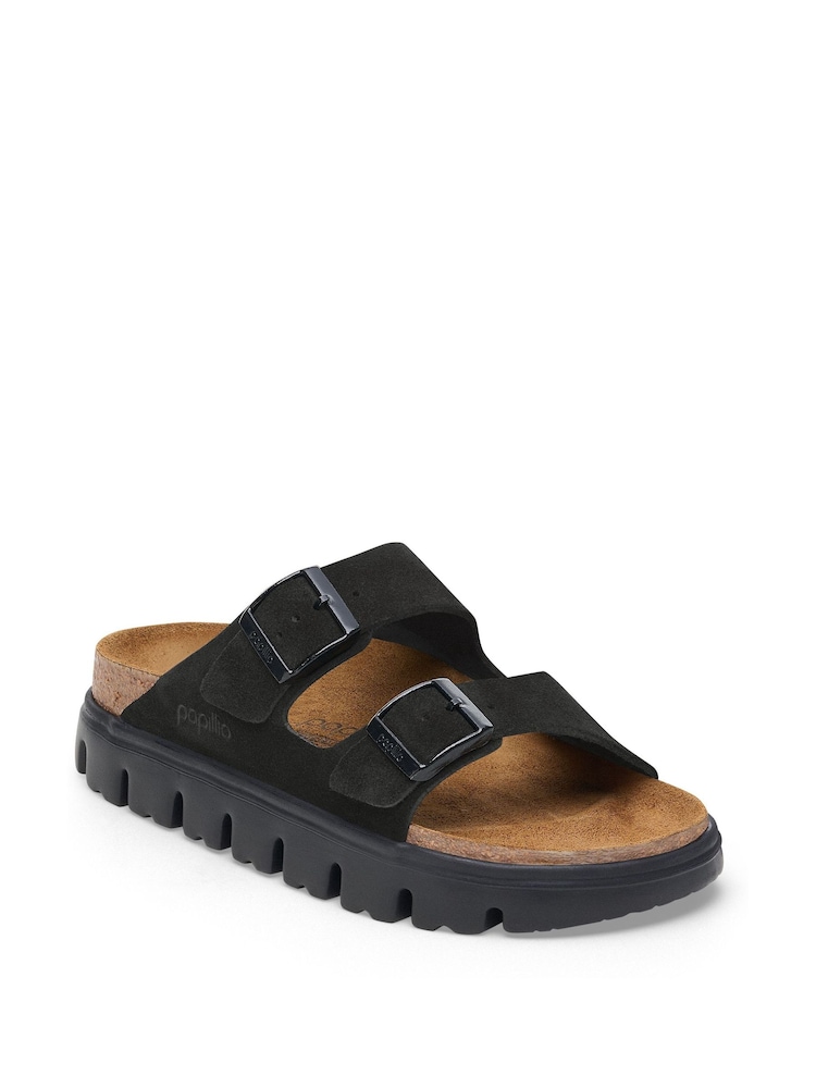 Birkenstock Black Chunky Papillio Suede Arizona Platform Sandals - Image 1 of 1 Birkenstock Black Chunky Papillio Suede Arizona Platform Sandals - Image 1 of 1