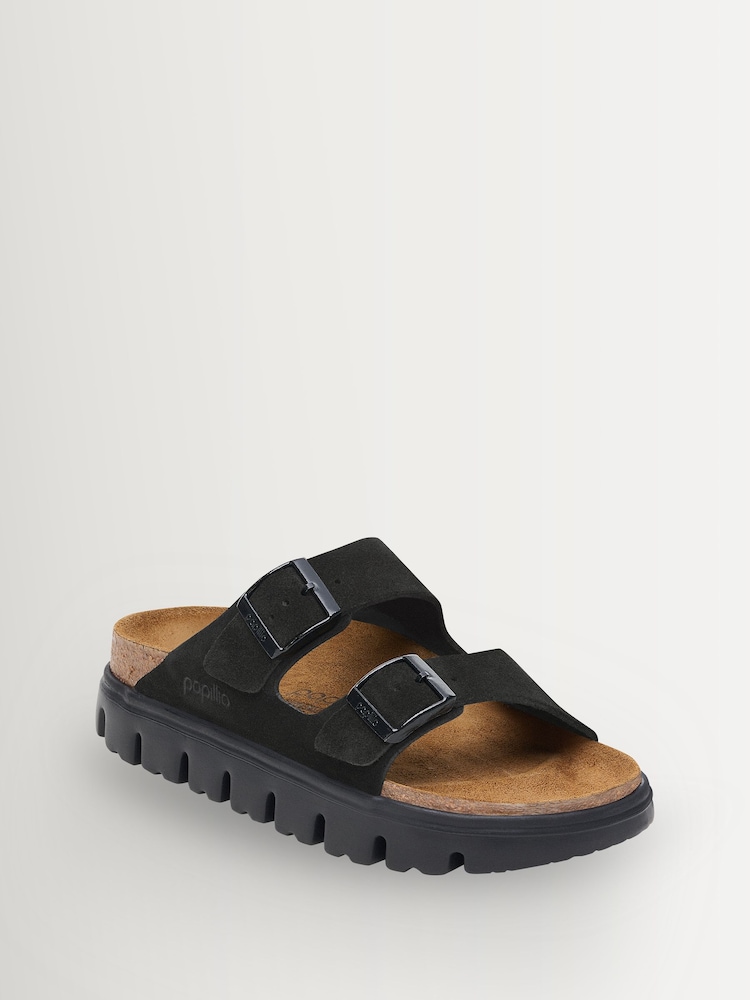 Birkenstock Black Chunky Papillio Suede Arizona Platform Sandals - Image 2 of 3 Birkenstock Black Chunky Papillio Suede Arizona Platform Sandals - Image 2 of 3