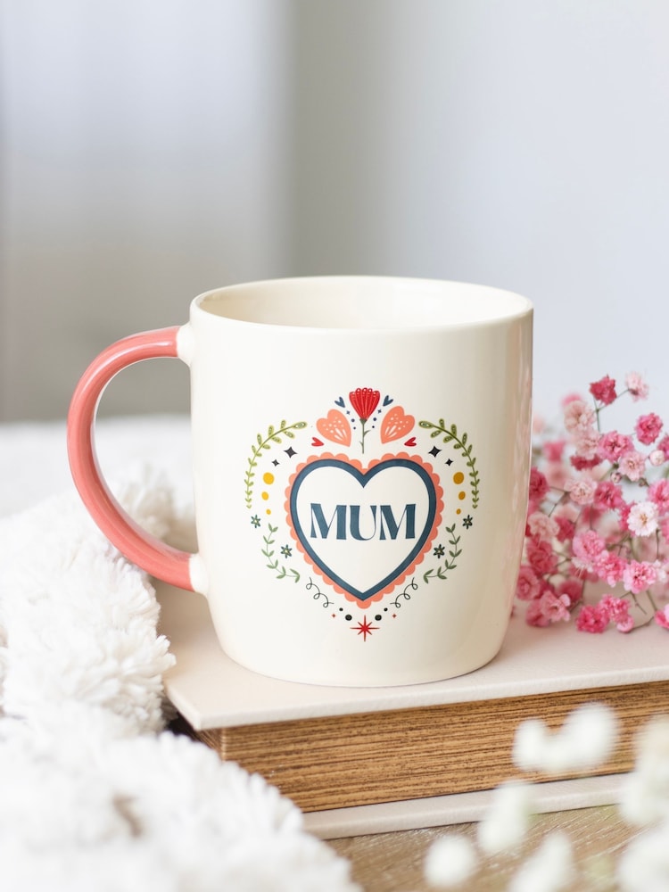 Something Different White Mum Folk Heart Mug - Image 1 of 4