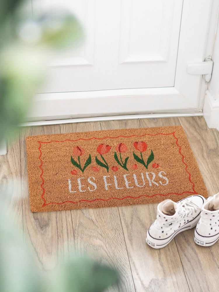 Something Different Brown Natural Les Fleurs Tulip Doormat - Image 1 of 4