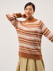 Monsoon Brown Solana High Neck Stripe Jumper - Image 4 of 5