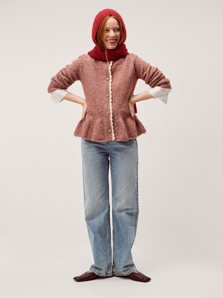 Monsoon Pink Suki Scallop Peplum Cardigan - Image 1 of 5