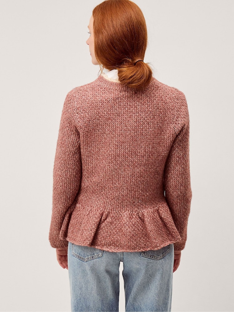 Monsoon Pink Suki Scallop Peplum Cardigan - Image 2 of 5