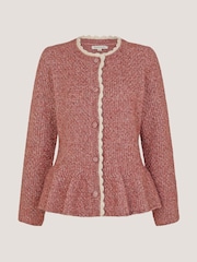Monsoon Pink Suki Scallop Peplum Cardigan - Image 5 of 5
