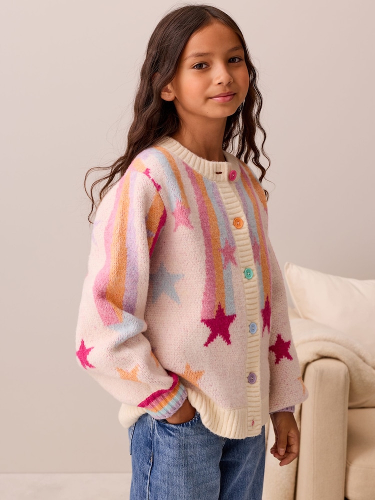 Little Bird Rainbow Stars Family Christmas Cardigan - Image 2 of 3