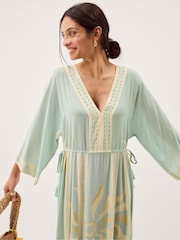 Monsoon Green Tashie Sun Print Midi Beach Dress - Image 3 of 5