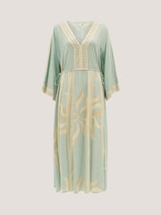 Monsoon Green Tashie Sun Print Midi Beach Dress - Image 5 of 5