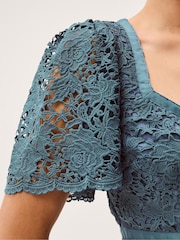 Monsoon Blue Regina Short Sleeve Lace Midi Dress - Image 4 of 5
