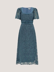 Monsoon Blue Regina Short Sleeve Lace Midi Dress - Image 5 of 5
