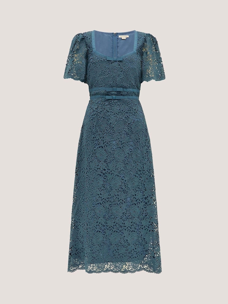 Monsoon Blue Regina Short Sleeve Lace Midi Dress - Image 5 of 5