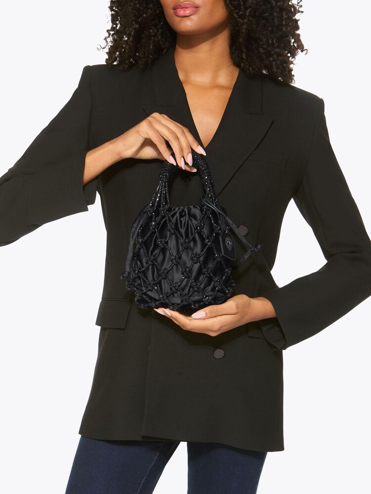 Kurt Geiger London Black Small Macrame Crystal Dr Bag - Image 1 of 5 Kurt Geiger London Black Small Macrame Crystal Dr Bag - Image 1 of 5