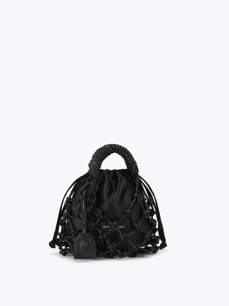 Kurt Geiger London Black Small Macrame Crystal Dr Bag - Image 2 of 5 Kurt Geiger London Black Small Macrame Crystal Dr Bag - Image 2 of 5