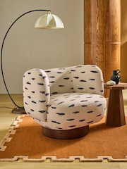 MADE.COM Mikumo Blue Novara Swivel Accent Chair - Image 1 of 6