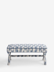 Nina Campbell Rowan Ikat Denim Blue Rosebury Bench - Image 4 of 7