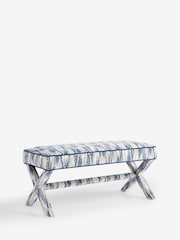 Nina Campbell Rowan Ikat Denim Blue Rosebury Bench - Image 5 of 7