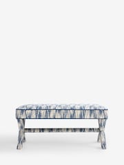 Nina Campbell Rowan Ikat Denim Blue Rosebury Bench - Image 6 of 7