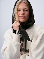 self. Charcoal Grey Knitted Hooded Scarf - Image 1 of 5
