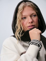 self. Charcoal Grey Knitted Hooded Scarf - Image 4 of 5