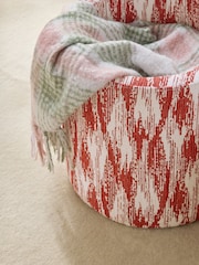 Nina Campbell Rowan Ikat Wine Red Rosebury Round Footstool - Image 3 of 5