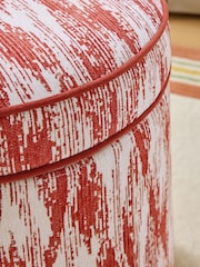 Nina Campbell Rowan Ikat Wine Red Rosebury Round Footstool - Image 4 of 5