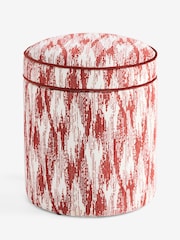 Nina Campbell Rowan Ikat Wine Red Rosebury Round Footstool - Image 5 of 5
