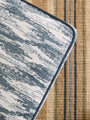Nina Campbell Rowan Ikat Denim Blue Rosebury Square Footstool - Image 3 of 4