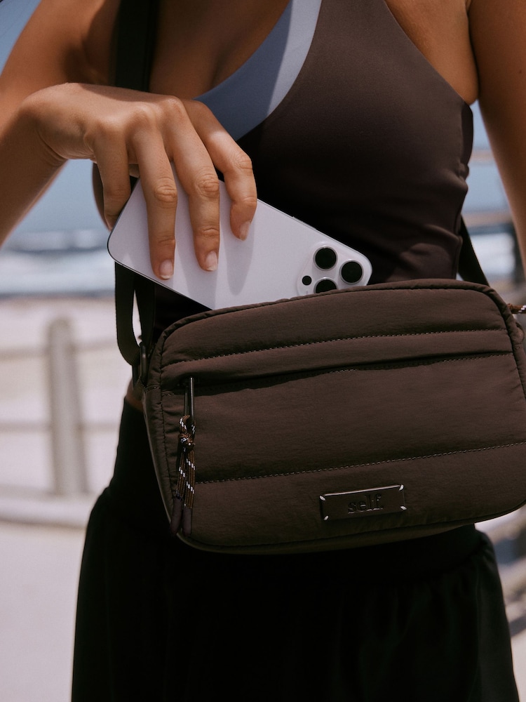self. Chocolate Brown Nylon Cross-Body Bag - Image 4 of 4