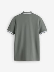 BOSS Dark Green Regular-Fit Paddy Tipped Collar Polo Shirt - Image 5 of 7