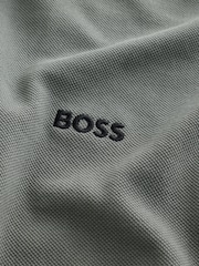 BOSS Dark Green Regular-Fit Paddy Tipped Collar Polo Shirt - Image 7 of 7