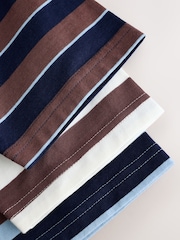 Blue/Brown/Ecru Stripe Short Pyjamas 3 Pack (3-16yrs) - Image 11 of 12
