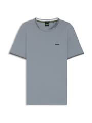 BOSS Grey Regular Fit Stretch Cotton Short Sleeve Tipped T-Shirt - Image 1 of 1