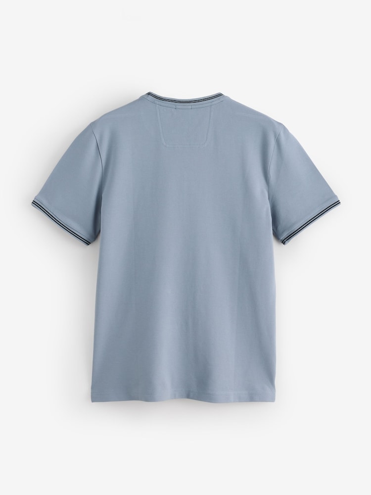 BOSS Grey Regular Fit Stretch Cotton Short Sleeve Tipped T-Shirt - Image 2 of 2 BOSS Grey Regular Fit Stretch Cotton Short Sleeve Tipped T-Shirt - Image 2 of 2