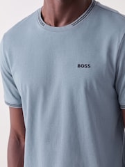 رمادي - تيشِرت كُم قصير من قطن قابل للتمدد بحواف متباينة تلبيس قياسي من BOSS - صورة 3 من 5